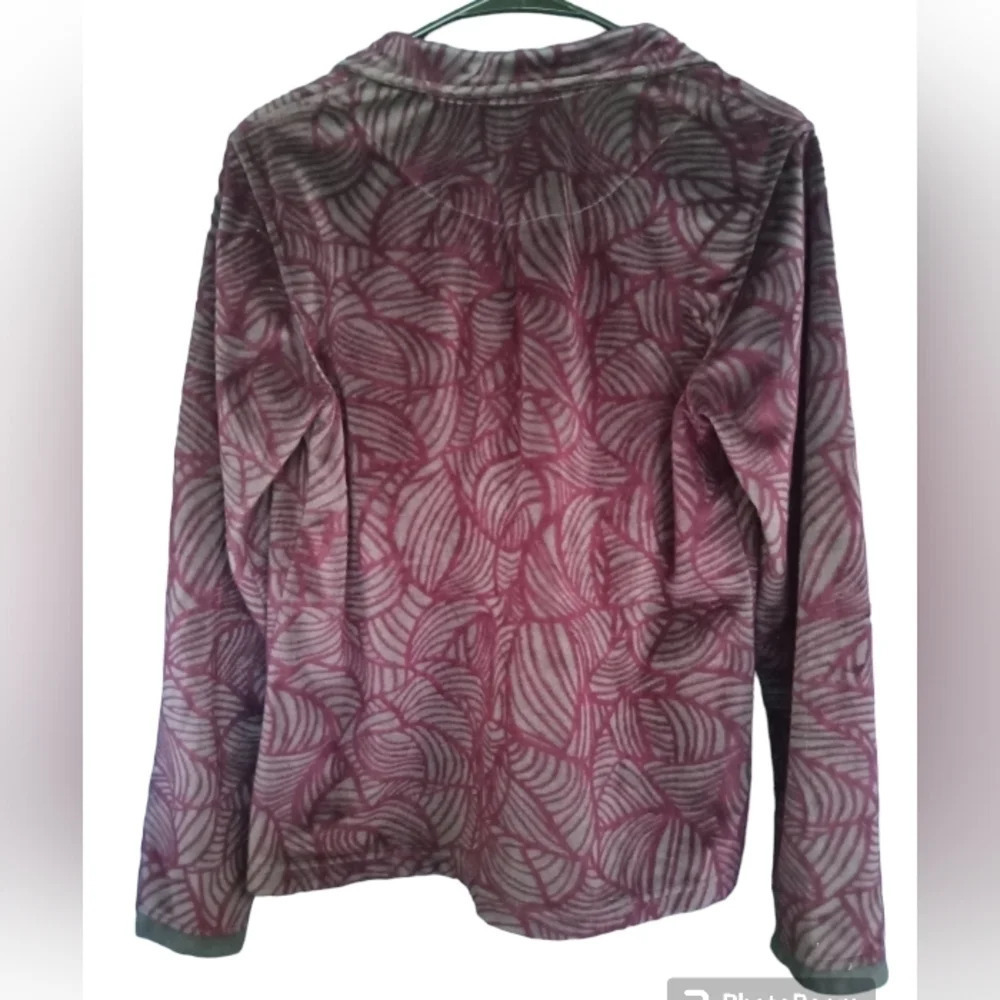 Wooly Bully Soft Fleece 1/4 Zip Jacket Textured‎ Pattern Gray Trim Size Medium